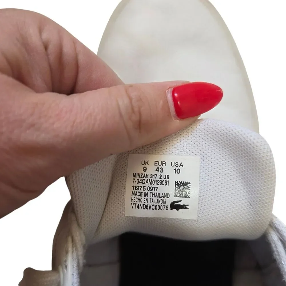 Lacoste Minzah 317 White Leather Sneakers Men's Size 10 EUR‎ 43 Casual Shoes